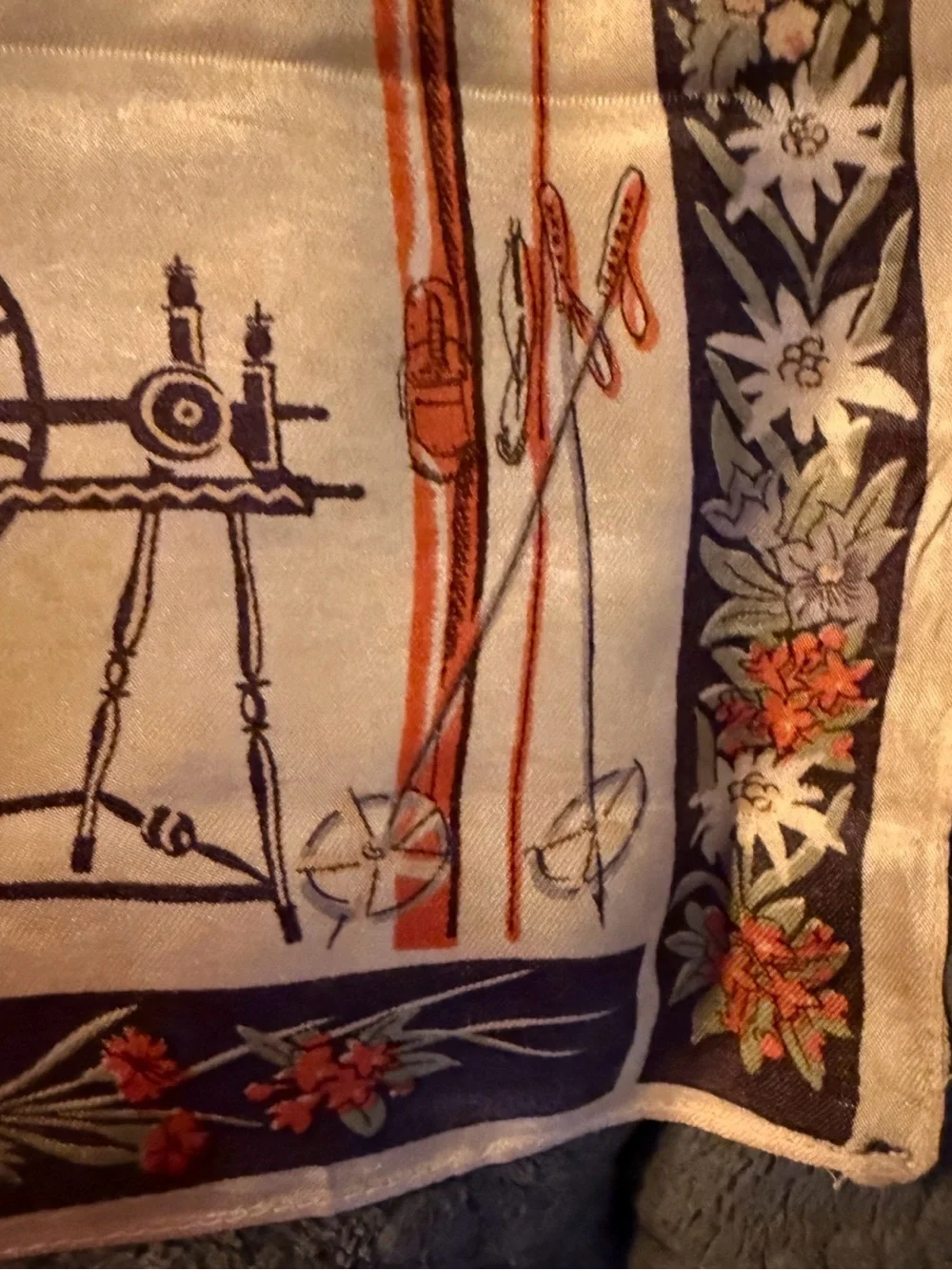 Vintage SAVOIE French Alps Souvenir Scarf – Mid-Century Alpine Skiing Decor